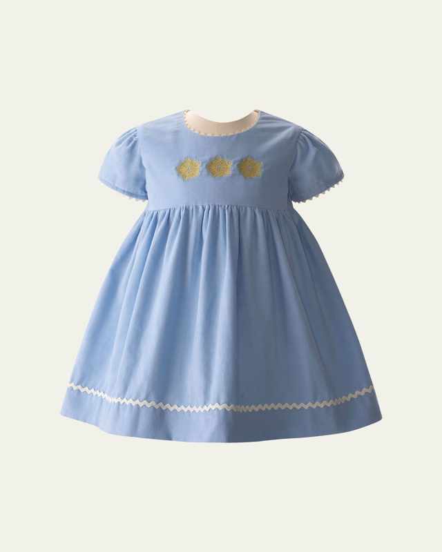 Girl's Snowflake Embroidered Dress, Size 6M-24